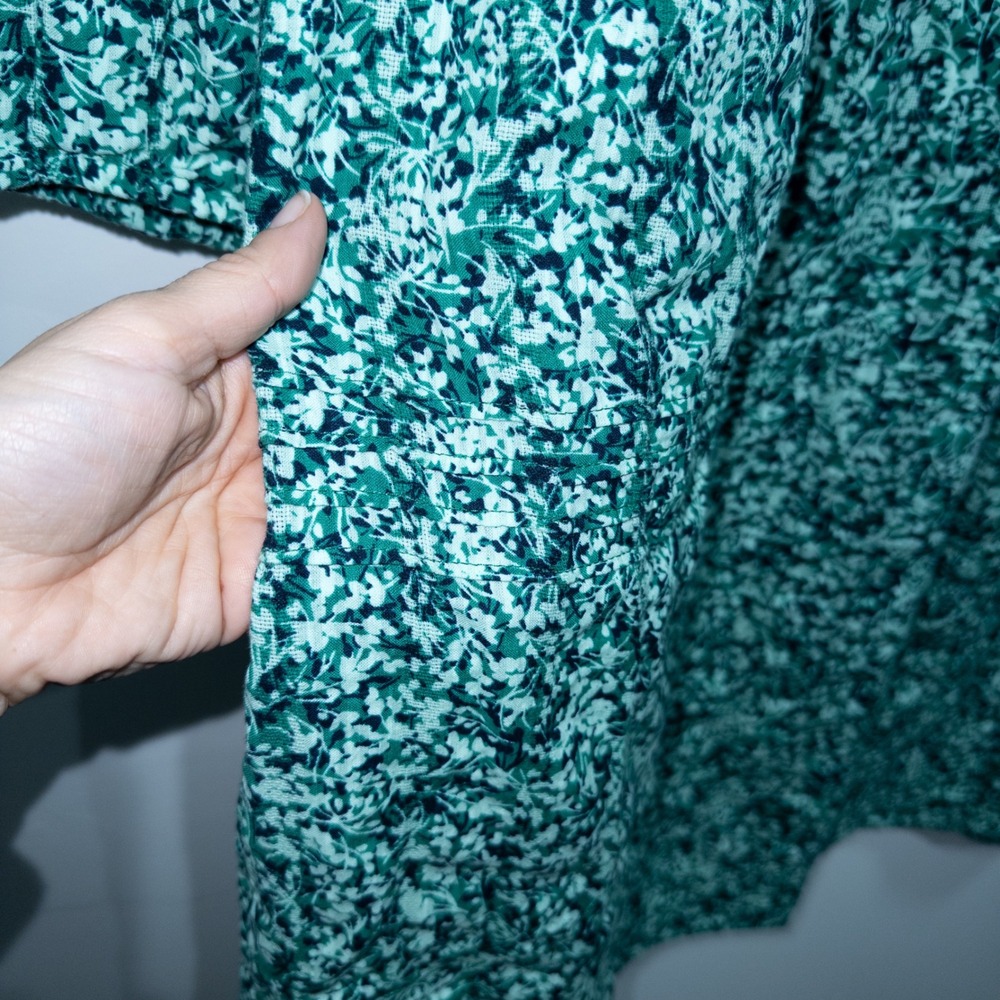 New J. Jill Green Nephrite Fluttering Ferns‎ Textured A-Line Dress Medium Tall - Picture 4 of 8